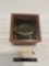 Brass Ships Compass in Wooden Case, made in India, 4h x 5w x 5w inches