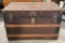 Antique Brown Wood & Metal Steamer Trunk Chest. Very Good Condition. See pics.