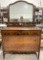 Antique Handsome Walnut Wooden 4-Drawer Dresser w/ Mirror & Carved Details. See pics.