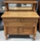 Vintage Tiger Oak Wooden Sideboard w/ Mirrored Backsplash. Very Good Condition. See pics.