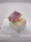 Custom designed Women's custom designed 14k gold Cocktail ring w/ Large Rectangular Amethyst ?
