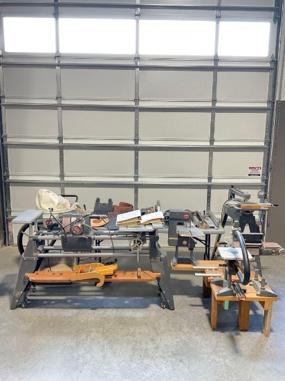 Huge Shop Smith Mark V Lathe, Sander and Saws Shop Setup w/ accessories and more