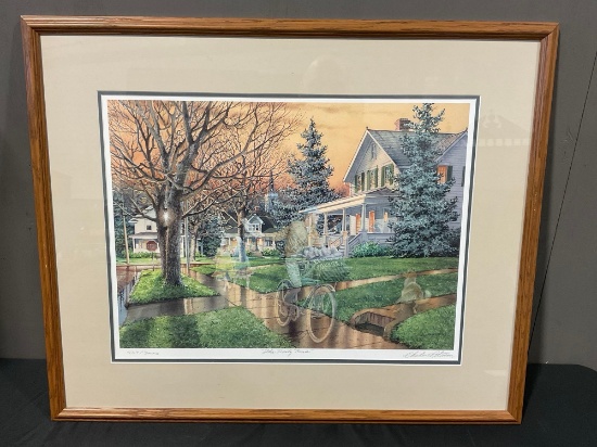 Framed Signed & #d 507/2000 Lithograph The Daily News by Charles L. Petersen, 27h x 33w inches w/...