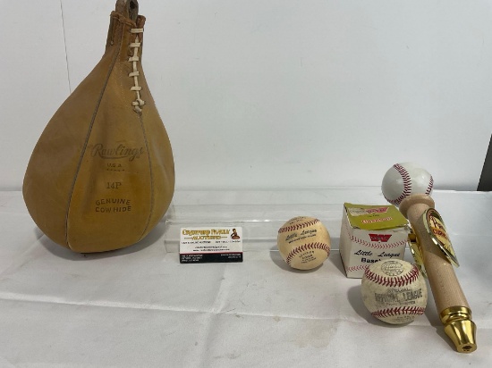 Rawlings Leather Speed Bag 14P, Horsehide Baseball, Little League Ball & Pyramid Seasonal Beer Pull