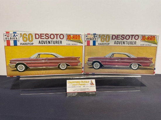 Pair of Model Kits, 1:25 Scale, Jo-Han 1960 Desoto Adventurer Hardtop, 1 Sealed, 1 opened