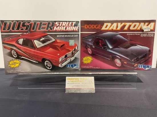 Pair of Sealed Model Kits, 1:25 Scale, MPC Dodge Daytona & Duster Street Machine