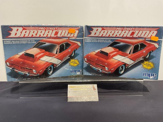 Pair of Model Kits, 1:25 Scale, MPC Pro Street Barracuda, 1x Sealed & 1 open