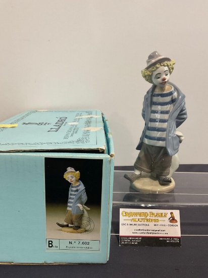 Vintage LLADRO Statue No 7602, Little Traveler Clown figure, Collectors Society 1986