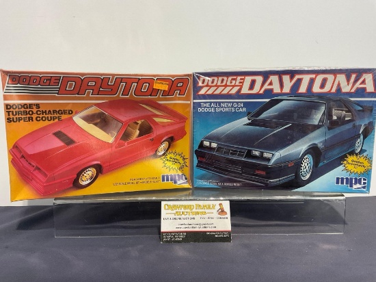 Pair of Model Kits, 1:25 Scale, MPC Dodge Daytona, Blue & Red / Blue Daytona is Sealed