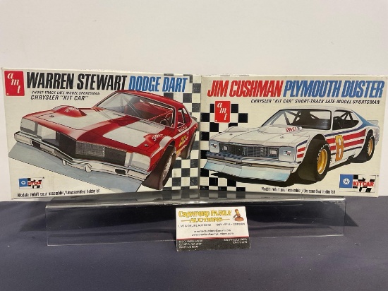 Pair of Model Car Kits, 1:25 Scale, AMT Jim Cushman Plymouth Duster & Warren Stewart Dodge Dart