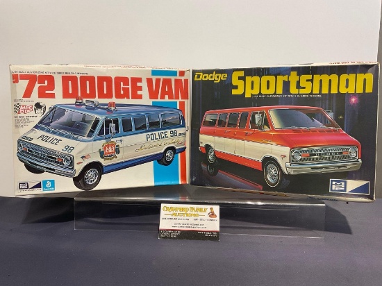 Pair of Model Car Kits, 1:25 Scale, MPC Dodge Sportsman & 1972 Dodge Van