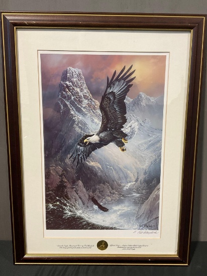 Framed Signed Litho To Save the Eagle, Proud & Free by Ted Blaylock, 25h x 18.5w inches w/COA