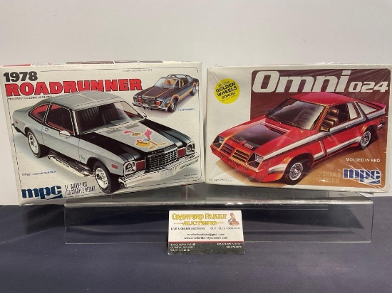 Pair of Model Car Kits, 1:25 Scale, MPC Omni 024 & 1978 Plymouth Roadrunner