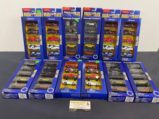 12 Road & Track Diecast Model Car Packs of 5 each, 60 cars, Chrysler & Concept Cruisers
