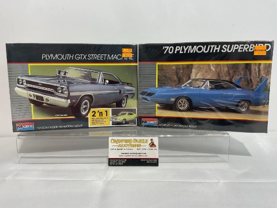 Pair of Sealed Model Car Kits, 1:25 Scale, Monogram Plymouth Superbird & GTX Street Machine
