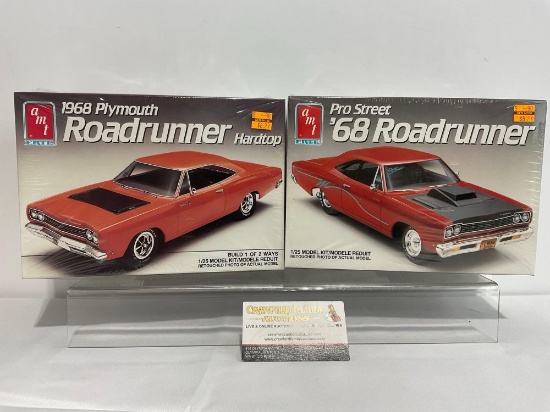 Pair of Sealed Model Car Kits, 1:25 Scale, AMT Plymouth Road Runners, Pro Street & Hardtop