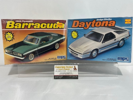Pair of Sealed Model Car Kits, 1:25 Scale, MPC Dodge Shelby Daytona & 1969 Plymouth Barracuda