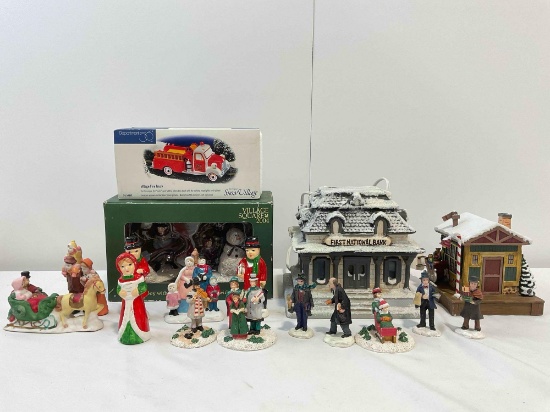 15+ pcs Christmas Village Figurine Decoration Assortment. Village Square & More. See pics.