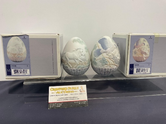 Pair of Vintage LLADRO Figurines, #16083 & 17548, 1993 & 1995 Limited Edition Eggs