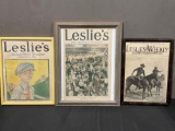 Three Framed Antique Leslies Magazines, 1898, 1912 & 1915, Turn of the century