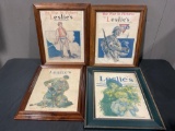 Four Framed Antique Leslies Magazines, WWI Era, 1918 & 1920