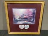 Framed Accent Print Litho titled Stepping Stone Cottage by Thomas Kinkade, 15h x 15w inches w/COA