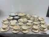 Vintage China, Homer Laughlin, 72 pcs, pair of Yellow Flower Patterns