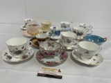 Collection of Cups & Saucers, 25 pieces, mostly matching, Royal York, RW, Royal Grafton, Eggshell