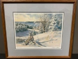Framed Signed & #d 547/2000 Lithograph Sledding Hill by Charles L. Petersen, 21h x 26w inches w/COA