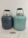 Pair of 1940s Thermos Picnic Jugs, Ceramic Lining, Blue & Pale Green