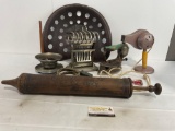Tractor Seat, Duster, Landers Frary & Clark Toaster, Silex Coffee Maker & Beauti-Aire Hair Dryer &
