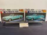 Pair of Model Kits, 1:25 Scale, Jo-Han 1962 Plymouth Fury, Both Sealed in box
