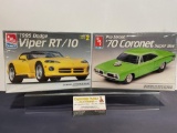 Pair of Model Kits, 1:25 Scale, AMT Pro Street 70 Coronet Super Bee & 1995 Dodge Viper RT/10