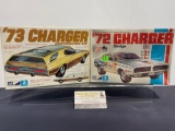 Pair of Model Kits, 1:25 Scale MPC 1972 & 1973 Dodge Chargers, 1 Sealed & 1 open