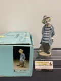 Vintage LLADRO Statue No 7602, Little Traveler Clown figure, Collectors Society 1986