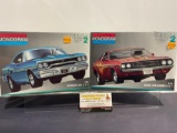 Pair of Sealed Model Car Kits, 1:25 Scale, Monogram Dodge Challenger 2 n 1 & Plymouth GTX 2 n 1