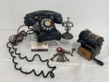 General Electric Phone, Set of Skeleton Keys, Old Timey Bell, Victor Crank Pencil Sharpener