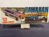 Pair of Model Car Kits, 1:25 Scale, MPC Hawaiian, 1970 Dodge Challenger