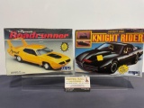 Pair of Model Car Kits, 1:25 Scale, MPC Knight Rider & Sealed Plymouth Road Runner