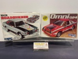 Pair of Model Car Kits, 1:25 Scale, MPC Omni 024 & 1978 Plymouth Roadrunner