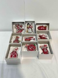 9 pcs Danbury Mint Ceramic WSU Cougars Christmas Ornament Collection. See pics.