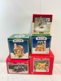 5 pcs Vintage Christmas Village Collection. Hollyshire Place, Dickens' Cottage & More! See pics.
