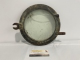 Antique WC Wilcox Crittenden Porthole, Cast Iron, Cracked glass, one brace broken, approx 12 x 10...