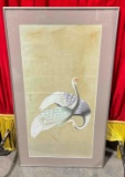 Vintage Framed Asian Style Painting of Cranes. Excellent Condition. Measures 19