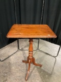 Antique mid-1800's Queen Anne candle stand in fair cond, lovely patina