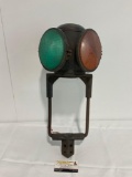 Antique Adlake Non-Sweating Four-Way Signal/Switch Railroad Lantern, Orange/Green, 20 x 8 x 8 inc...