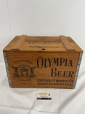 Vintage Beer crate, Olympia Brewing Co, Iron Banded Wood, full of CDs, approx 75+