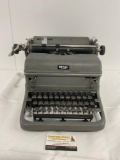 Vintage 1950 Royal KMG model Grey Typewriter, approx 9h x 16w x 16.5d inches