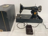 Antique Singer Sewing Machine, Handpainted & Etched Designs, comes in case