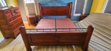 Lovely Mahogany King size pillar style bedframe in good cond - no mattress/box spring